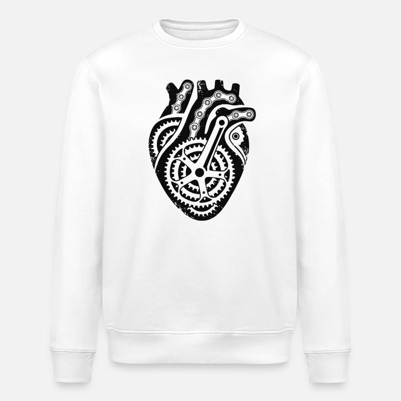 Mechanisches Biker-Herz Motiv - Stanley/Stella Unisex Bio-Sweatshirt ROLLER - Weiß