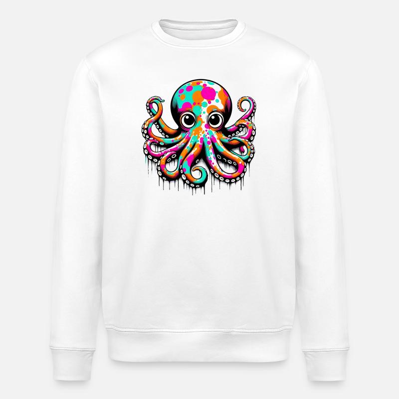 Octopus - Stanley/Stella ROLLER Unisex Organic Sweatshirt - white