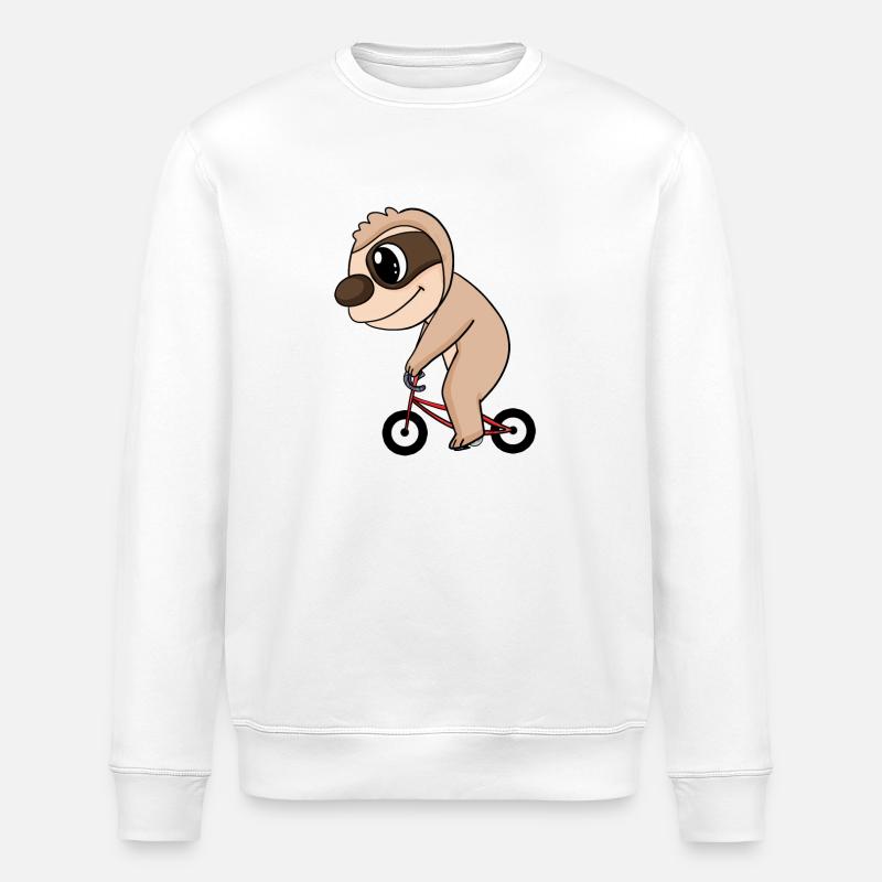 Sloth Bicycle - Stanley/Stella ROLLER Unisex Organic Sweatshirt - white