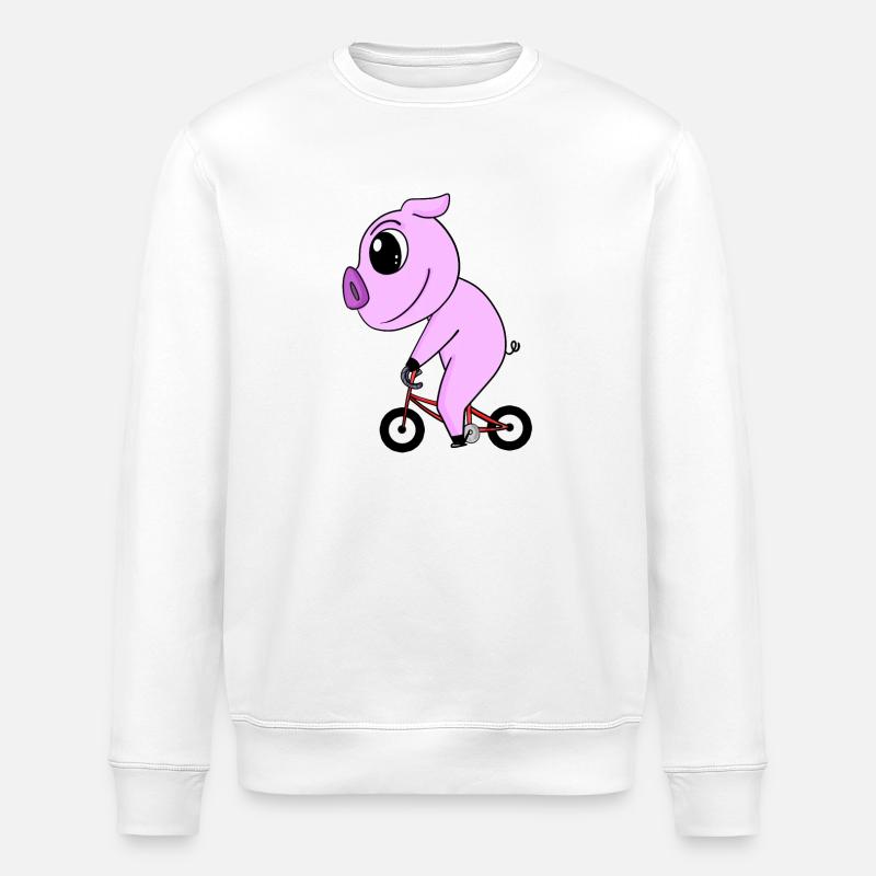 Pig Bicycle - Stanley/Stella ROLLER Unisex Organic Sweatshirt - white