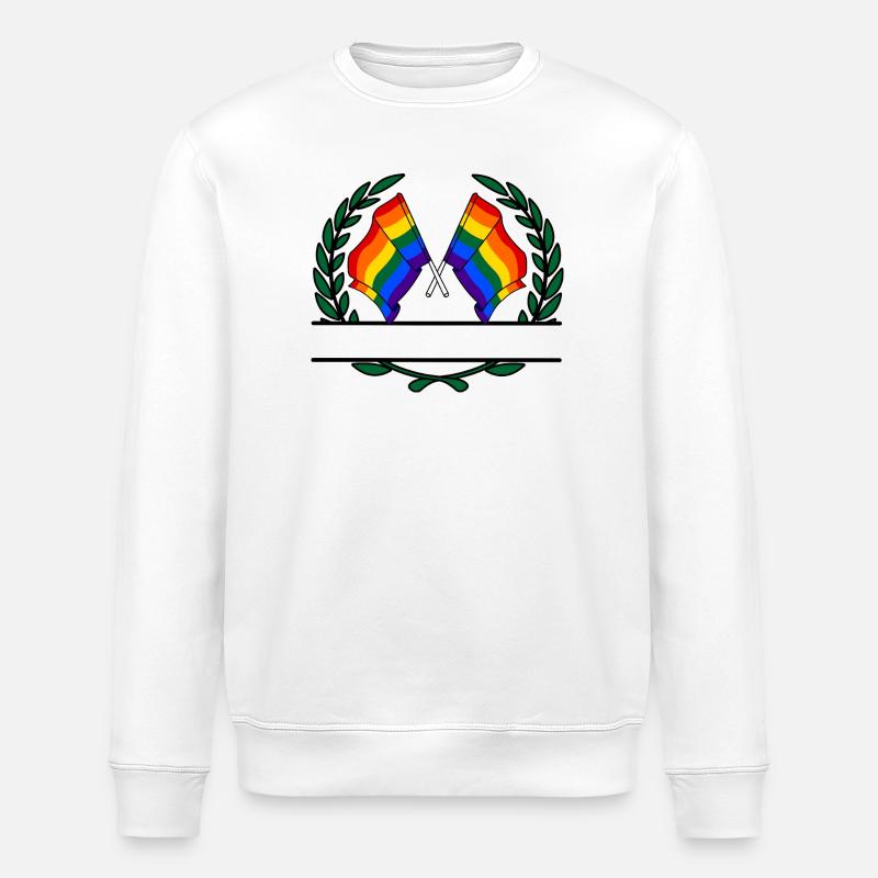 Fahnen Regenbogen Lorbeerkranz Banner - Stanley/Stella Unisex Bio-Sweatshirt ROLLER - Weiß