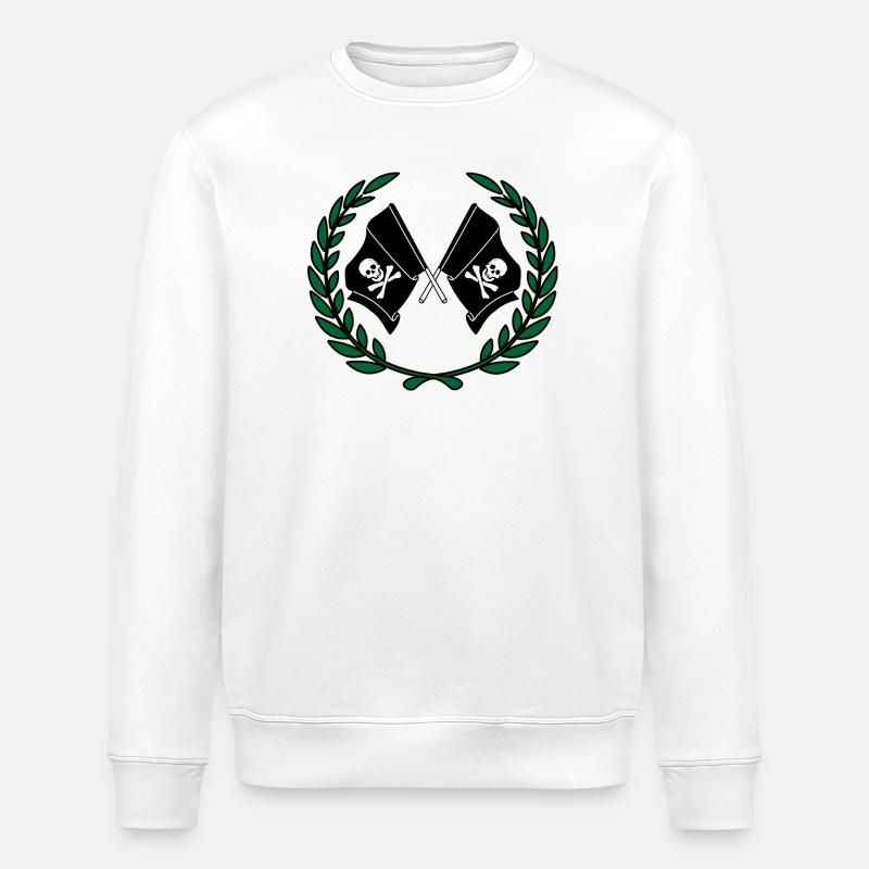 Pirate flags in laurel wreath - Stanley/Stella ROLLER Unisex Organic Sweatshirt - white