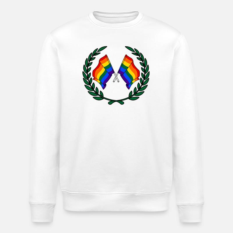 Drapeaux Arc-en-ciel en couronne de laurier - Sweat bio ROLLER Stanley/Stella Unisexe - blanc