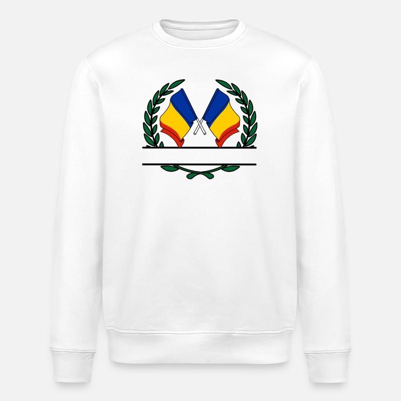 Drapeaux Roumanie couronne de laurier bannière - Sweat bio ROLLER Stanley/Stella Unisexe - blanc