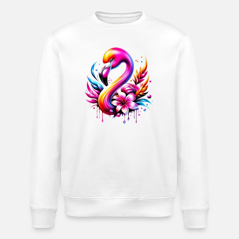 Flamingo - Stanley/Stella ROLLER Unisex Organic Sweatshirt - white