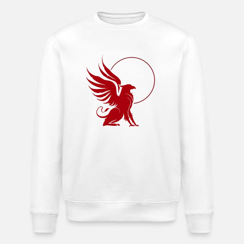 Griffon Rouge en Cercle - Sweat bio ROLLER Stanley/Stella Unisexe - blanc