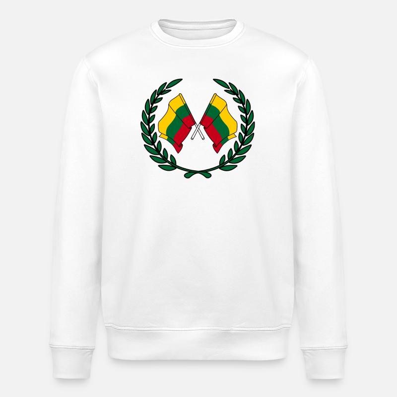 Drapeaux Lituanie en couronne de laurier - Sweat bio ROLLER Stanley/Stella Unisexe - blanc