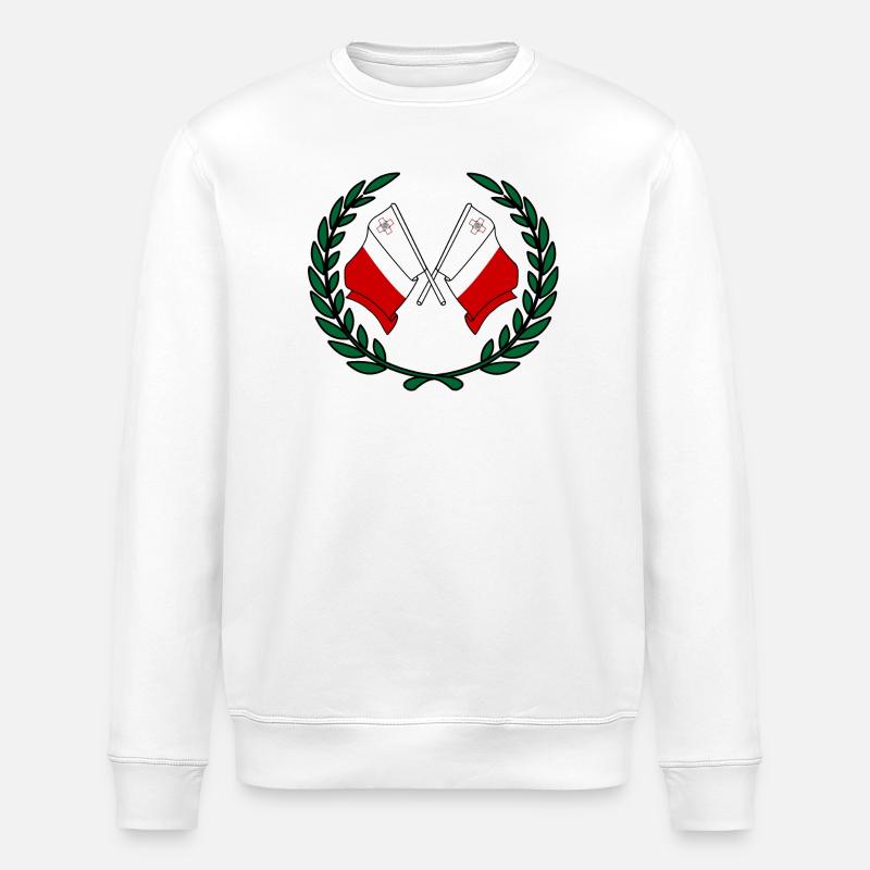 Drapeaux Malte en couronne de laurier - Sweat bio ROLLER Stanley/Stella Unisexe - blanc