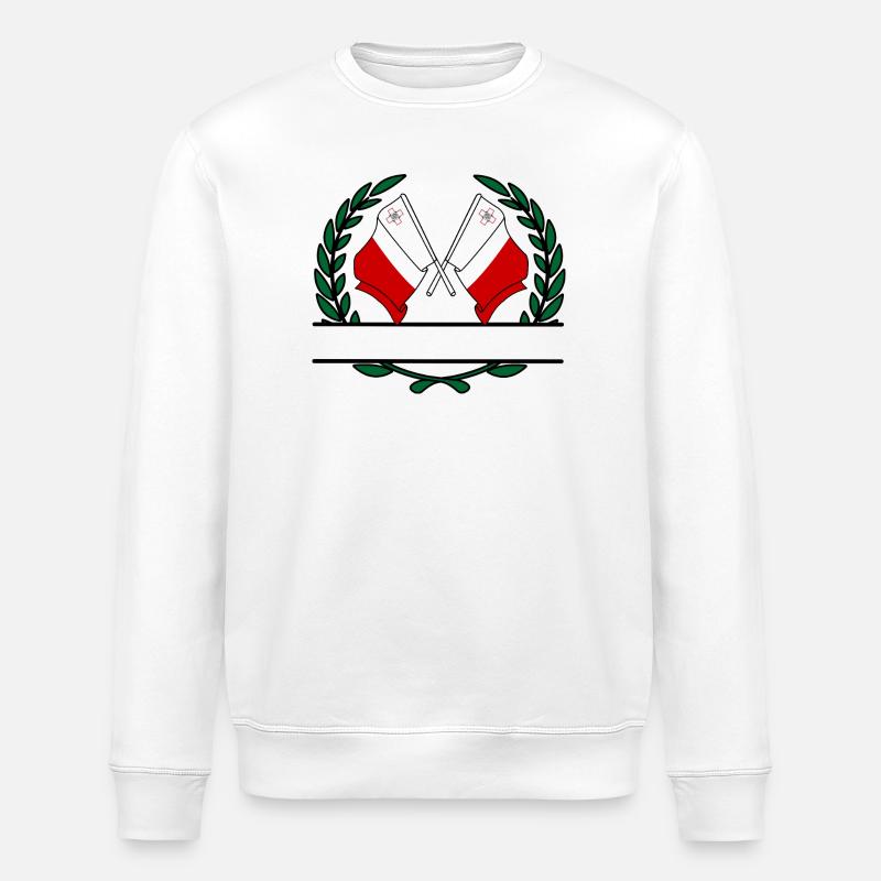 Flaggen Malta Lorbeerkranz Banner - Stanley/Stella Unisex Bio-Sweatshirt ROLLER - Weiß