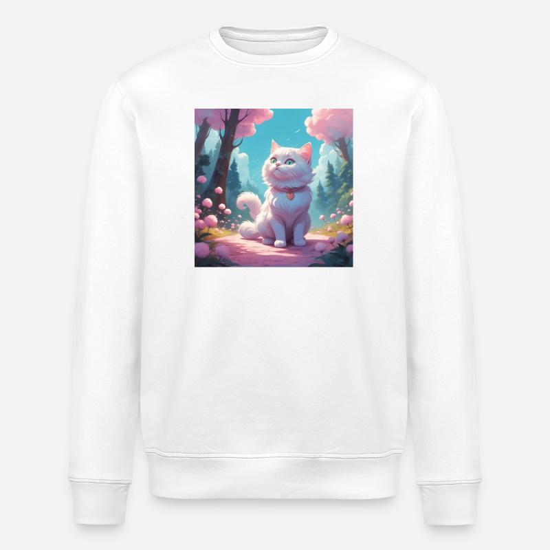 Kitten in the forest - Stanley/Stella ROLLER Unisex Organic Sweatshirt - white