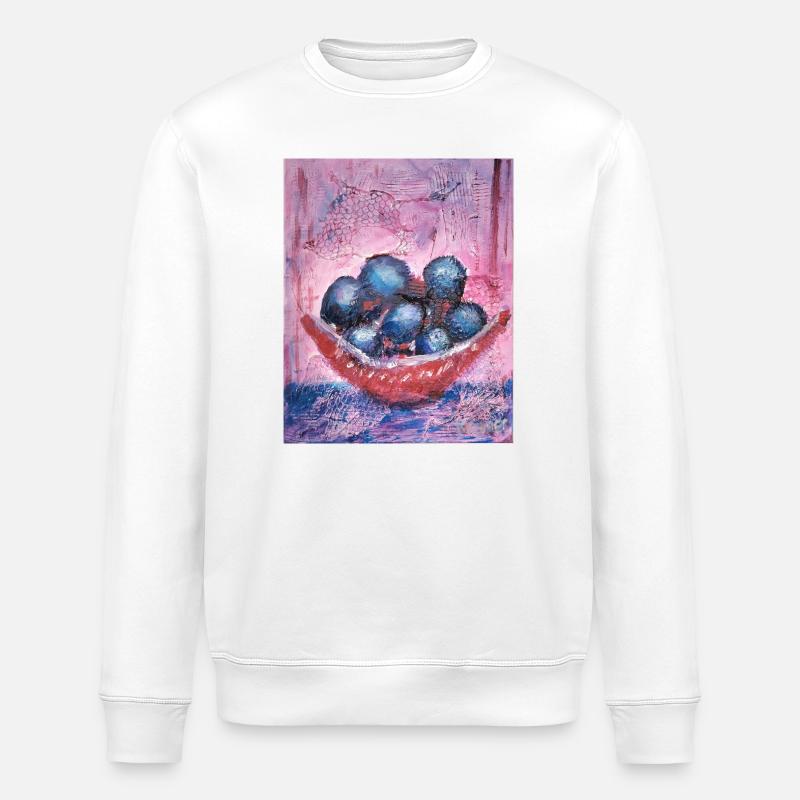 Blueberrys auf Pastellhintergrund - Stanley/Stella Unisex Bio-Sweatshirt ROLLER - Weiß