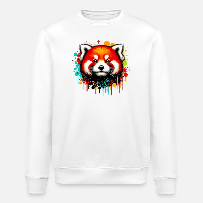 Red panda - Stanley/Stella ROLLER Unisex Organic Sweatshirt - white
