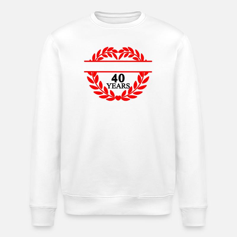 Banner Name vierzig, Herz Lorbeerkranz - Stanley/Stella Unisex Bio-Sweatshirt ROLLER - Weiß