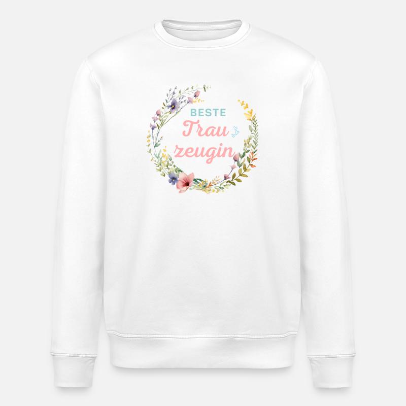 Braut Mädels-Trauzeugin! Personalisierbar - Stanley/Stella Unisex Bio-Sweatshirt ROLLER - Weiß