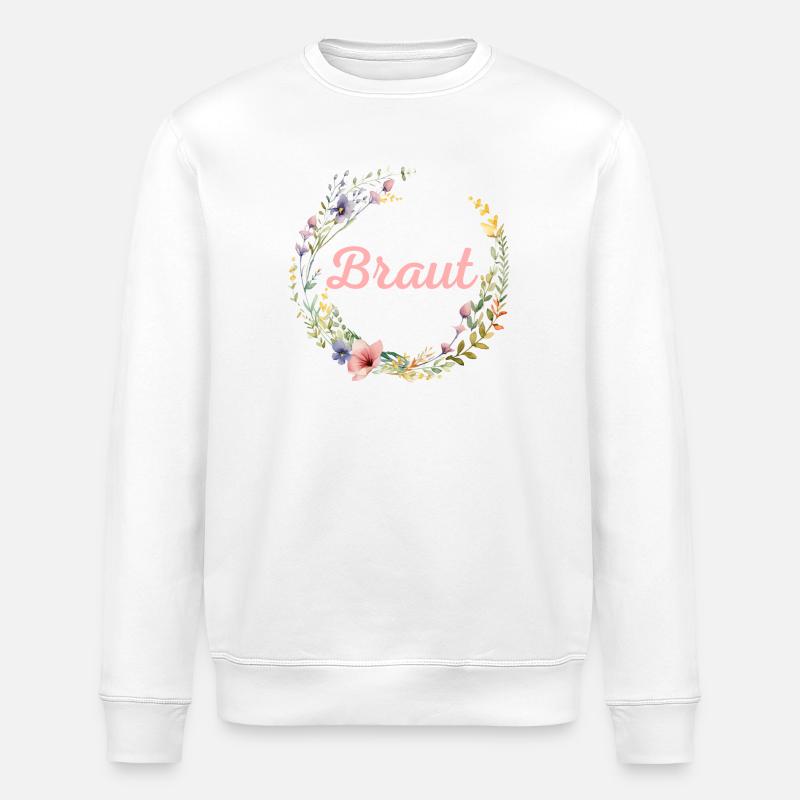 Braut Mädels-Braut! Personalisierbar - Stanley/Stella Unisex Bio-Sweatshirt ROLLER - Weiß