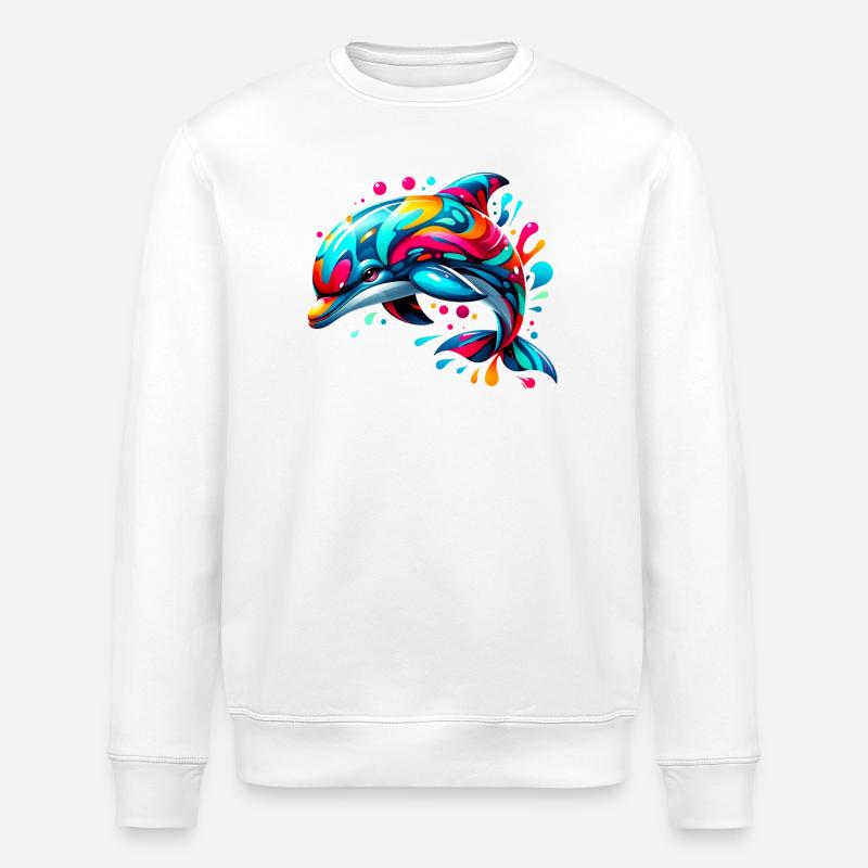 Dolphin - Stanley/Stella ROLLER Unisex Organic Sweatshirt - white
