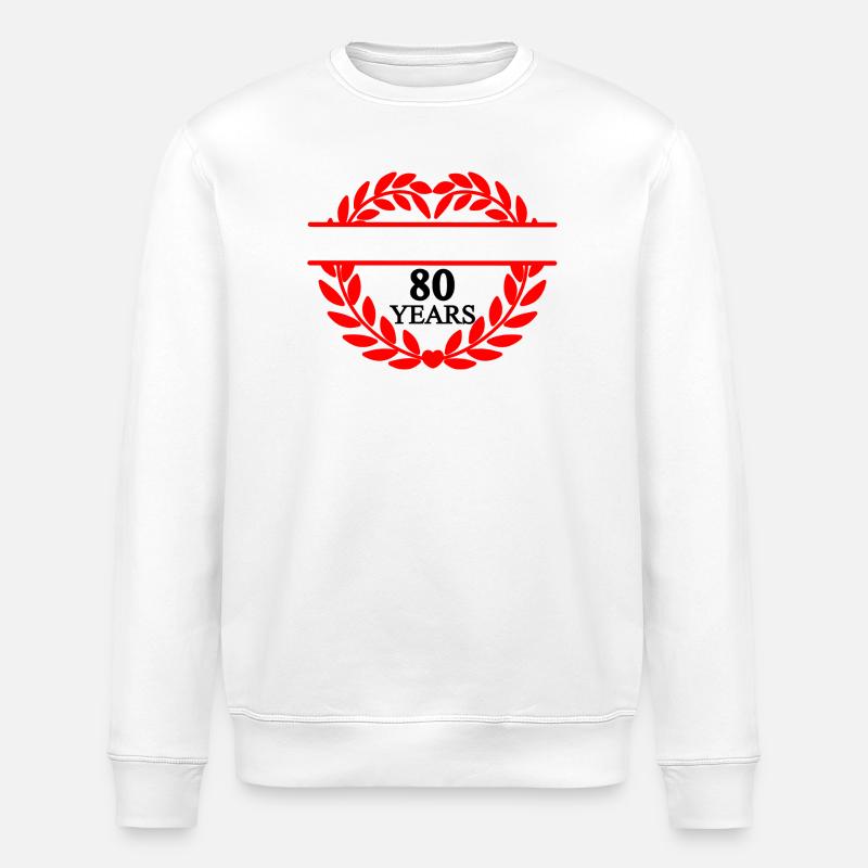 Laurel wreath heart shape 80 years - Stanley/Stella ROLLER Unisex Organic Sweatshirt - white