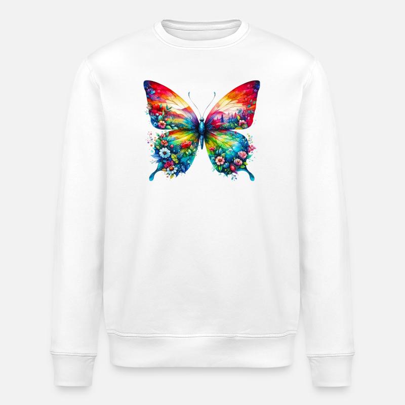 Butterfly - Stanley/Stella ROLLER Unisex Organic Sweatshirt - white