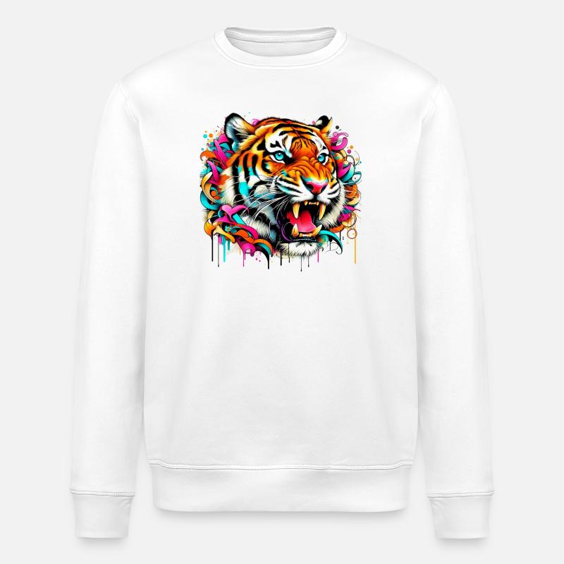 Tigre - Sweat bio ROLLER Stanley/Stella Unisexe - blanc