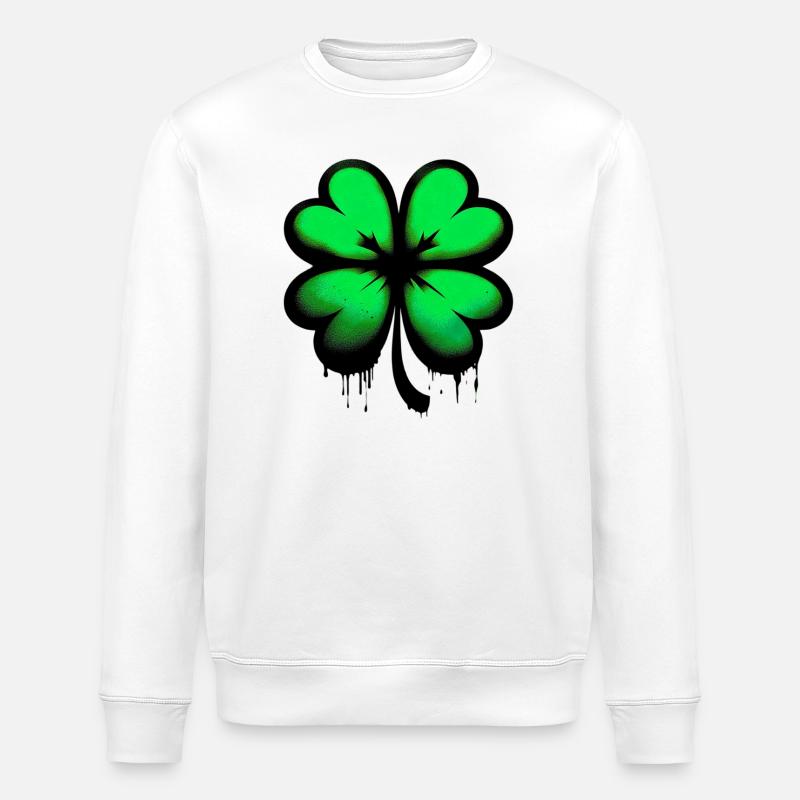 Vierblättriges Kleeblatt - Stanley/Stella Unisex Bio-Sweatshirt ROLLER - Weiß