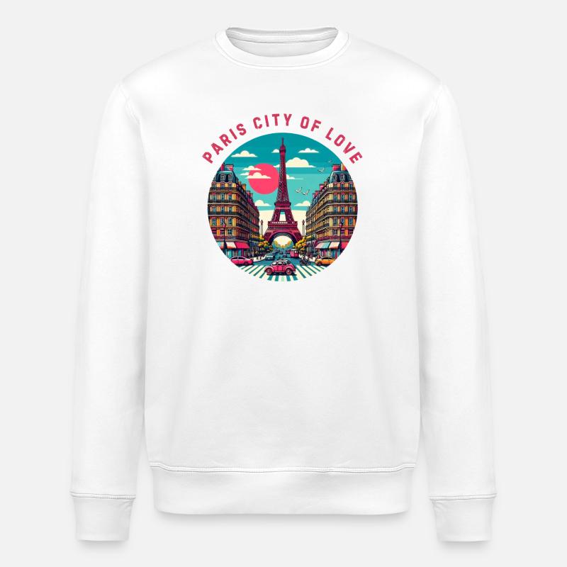 Paris Stadt der Liebe - Stanley/Stella Unisex Bio-Sweatshirt ROLLER - Weiß