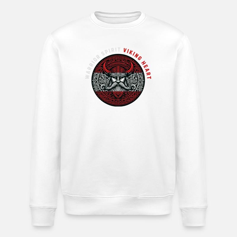 Kriegergeist, Wikingerherz - Stanley/Stella Unisex Bio-Sweatshirt ROLLER - Weiß