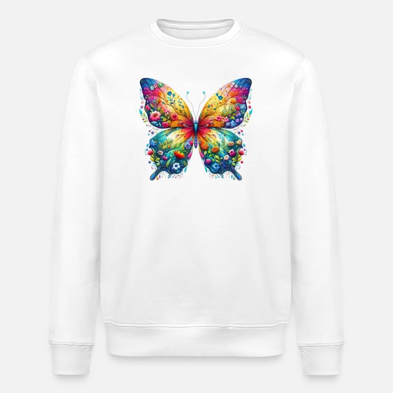 Butterfly - Stanley/Stella ROLLER Unisex Organic Sweatshirt - white