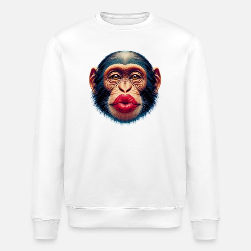Affenkuss - Stanley/Stella Unisex Bio-Sweatshirt ROLLER - Weiß