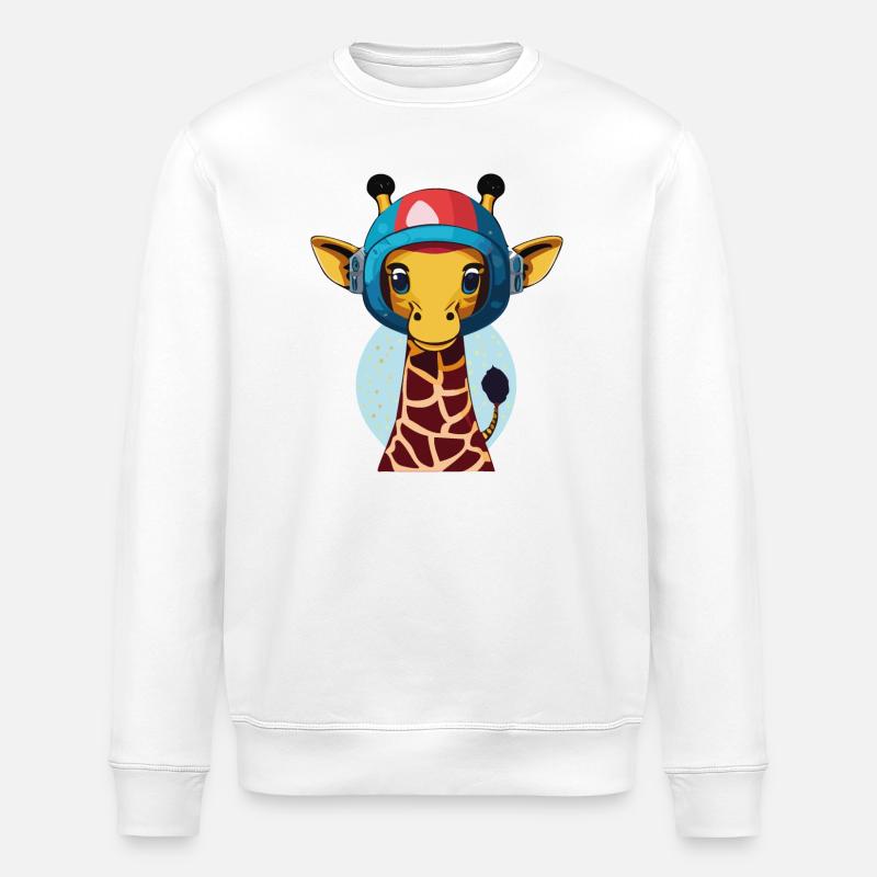 Space Giraffe with Helmet - Stanley/Stella ROLLER Unisex Organic Sweatshirt - white