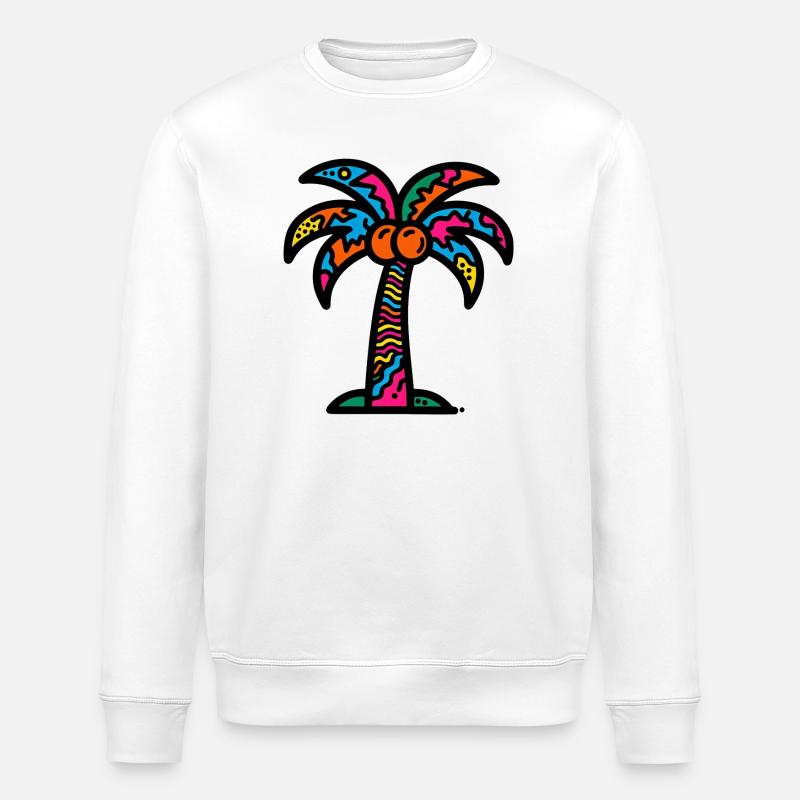 Palm Tree - Stanley/Stella ROLLER Unisex Organic Sweatshirt - white