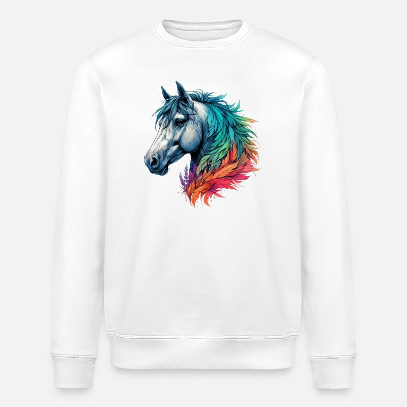 Pferd - Stanley/Stella Unisex Bio-Sweatshirt ROLLER - Weiß
