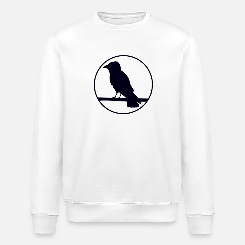 Crow on a branch - Stanley/Stella ROLLER Unisex Organic Sweatshirt - white