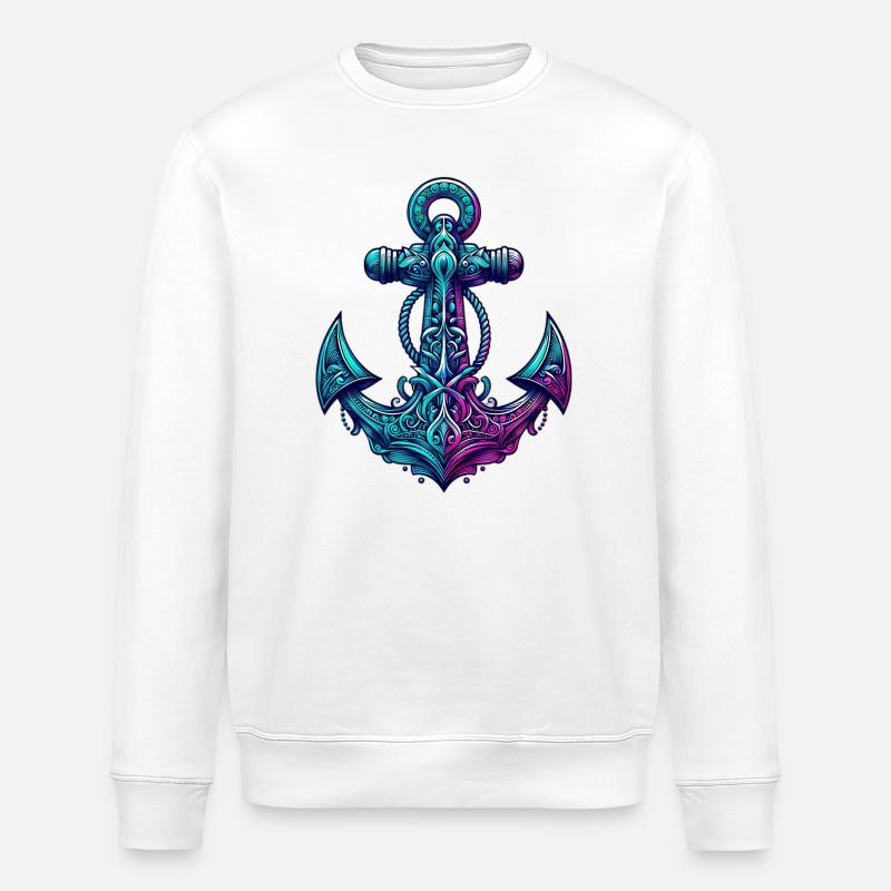 Une ancre - Sweat bio ROLLER Stanley/Stella Unisexe - blanc