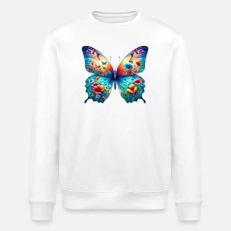 Butterfly - Stanley/Stella ROLLER Unisex Organic Sweatshirt - white
