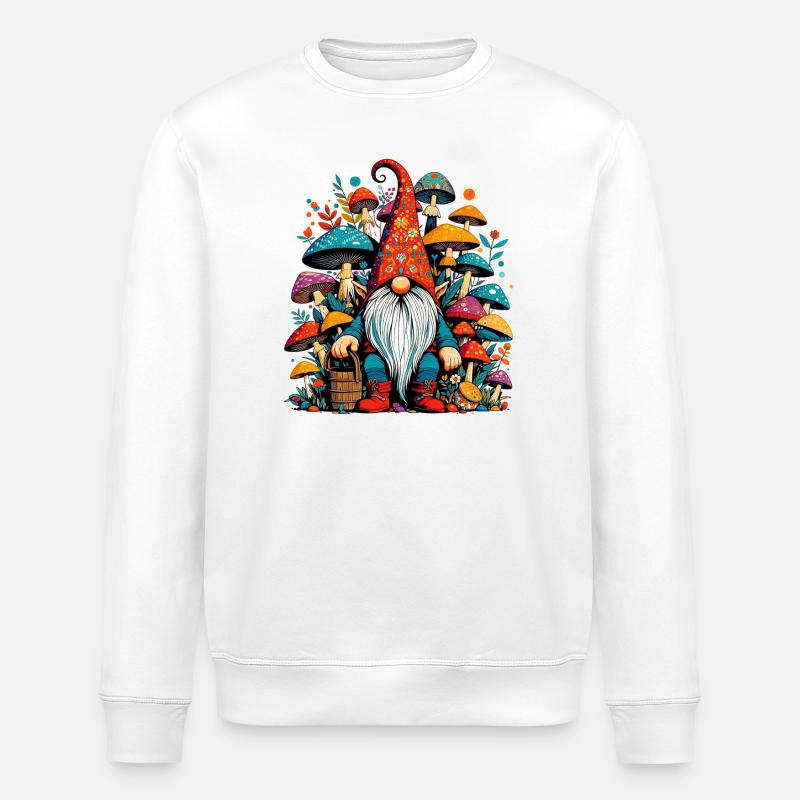 Gnome aux champignons - Sweat bio ROLLER Stanley/Stella Unisexe - blanc