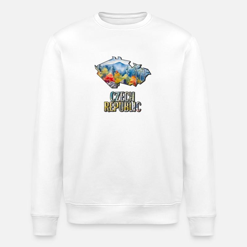 Carte à l’aquarelle République tchèque - Sweat bio ROLLER Stanley/Stella Unisexe - blanc