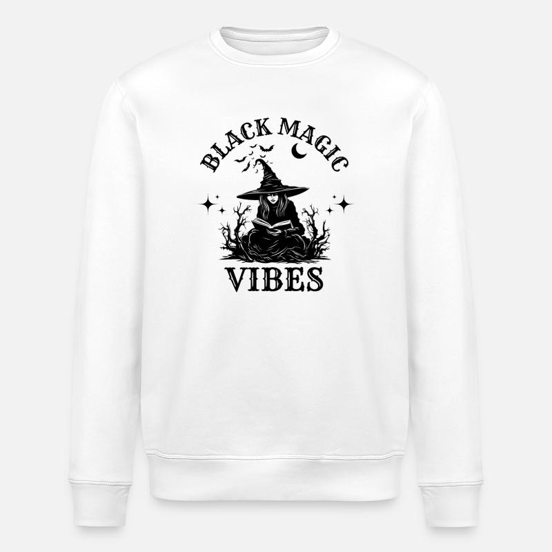 Black Magic Vibes Funny Witch Magic - Stanley/Stella ROLLER Unisex Organic Sweatshirt - white