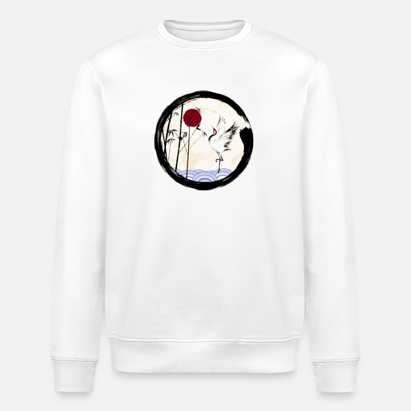 Japanischer Kranich - Stanley/Stella Unisex Bio-Sweatshirt ROLLER - Weiß