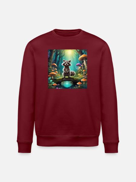 Raccoon in the enchanted forest - Stanley/Stella ROLLER Unisex Organic Sweatshirt - white