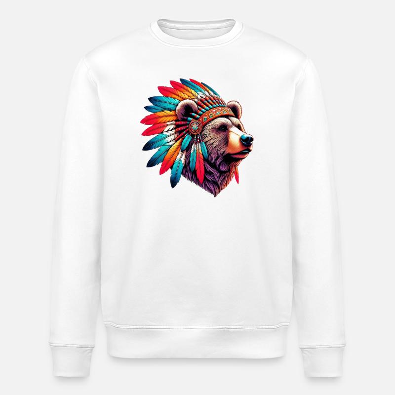 Ours amérindien Ours roux d’Amérique - Sweat bio ROLLER Stanley/Stella Unisexe - blanc