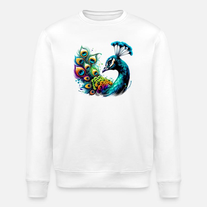 Peacock - Stanley/Stella ROLLER Unisex Organic Sweatshirt - white