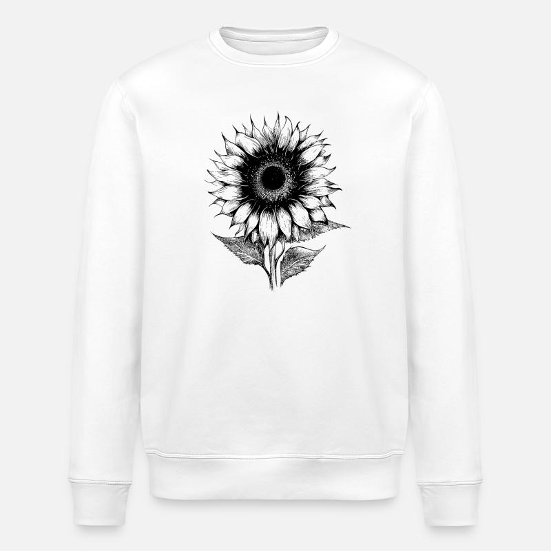 Sonnenblume Lineart botanisch Hobbygärtner - Stanley/Stella Unisex Bio-Sweatshirt ROLLER - Weiß