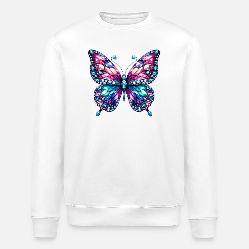 Butterfly, Diamond, Diamonds, Crystals, Crystal - Stanley/Stella ROLLER Unisex Organic Sweatshirt - white