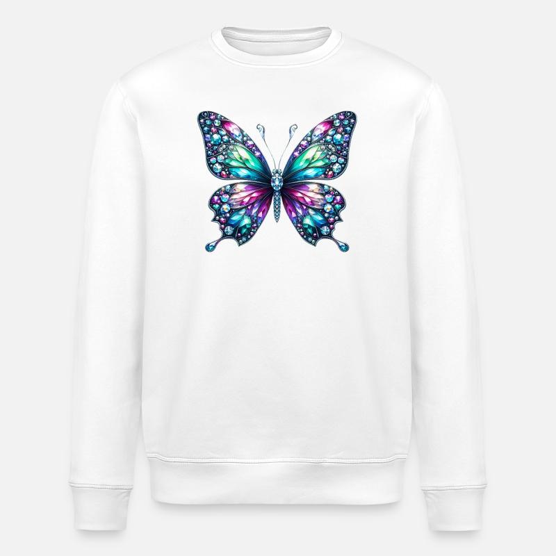Papillon, Diamant, Diamants, Cristaux, Cristal - Sweat bio ROLLER Stanley/Stella Unisexe - blanc