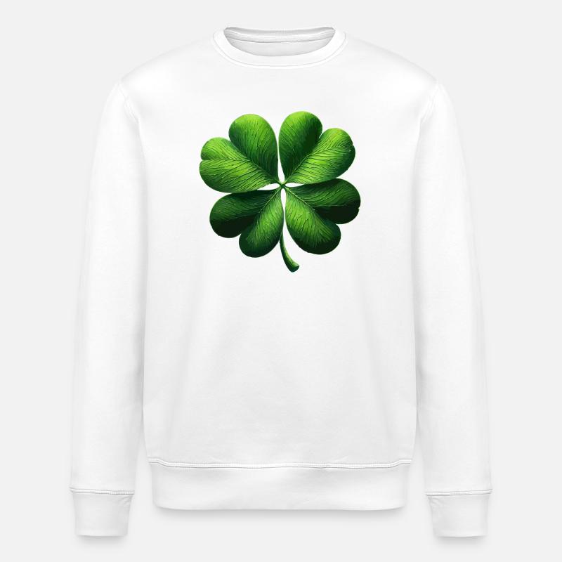 Four-leaf clover - Stanley/Stella ROLLER Unisex Organic Sweatshirt - white