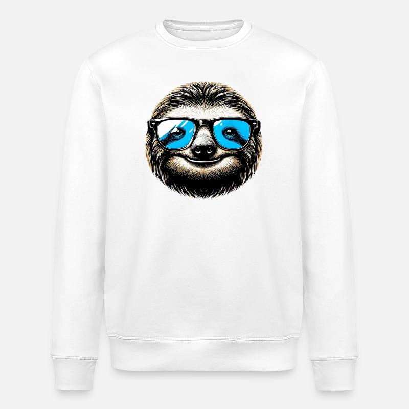Faultier mit Sonnenbrille - Stanley/Stella Unisex Bio-Sweatshirt ROLLER - Weiß