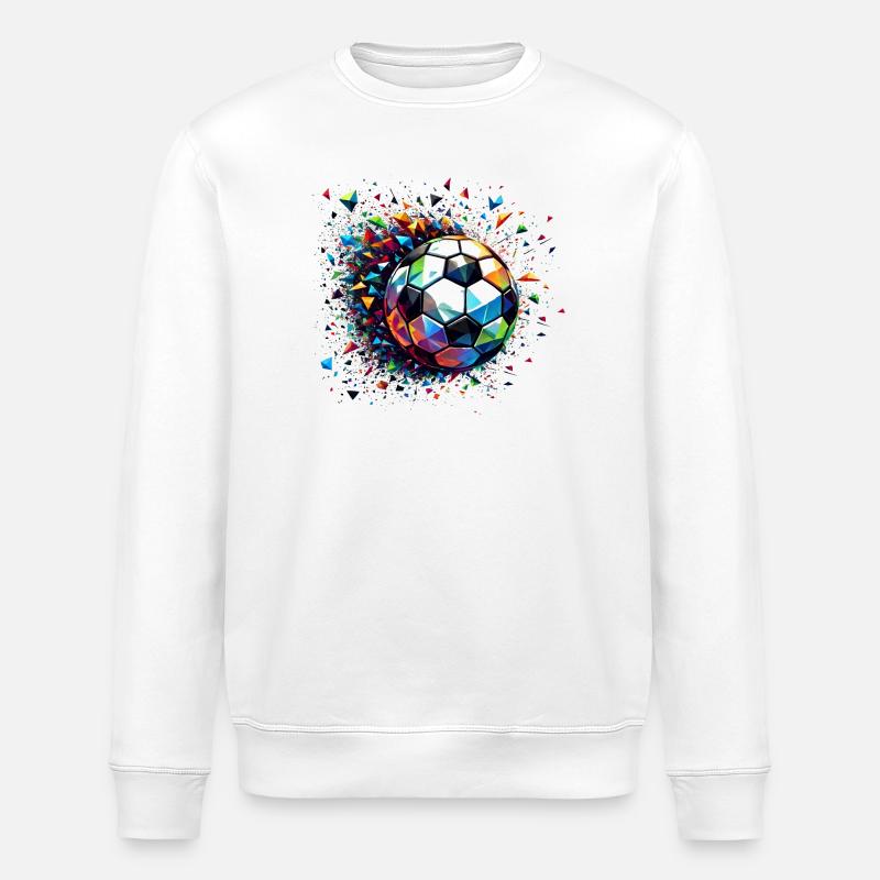 Bunt dynamisches Fußball Motiv mit Lichtreflexe - Stanley/Stella Unisex Bio-Sweatshirt ROLLER - Weiß