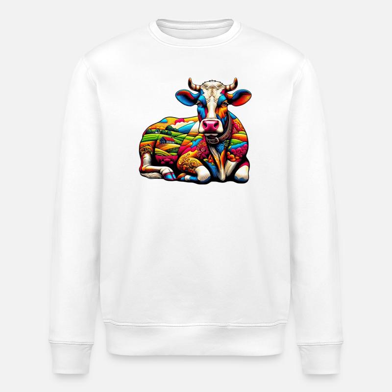 Cow - Stanley/Stella ROLLER Unisex Organic Sweatshirt - white
