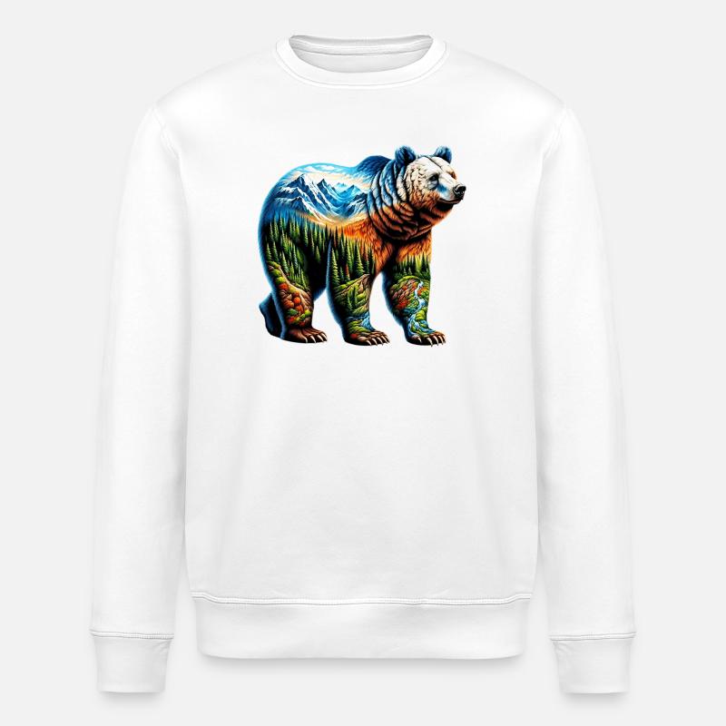 Bear - Stanley/Stella ROLLER Unisex Organic Sweatshirt - white