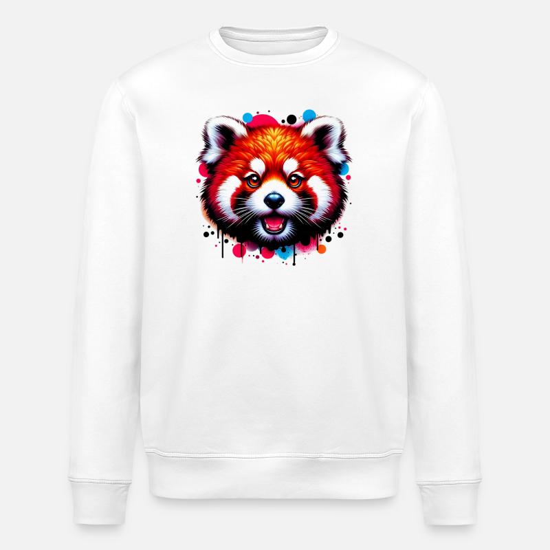 Red panda - Stanley/Stella ROLLER Unisex Organic Sweatshirt - white